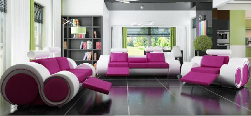 Sofagarnitur Polster Sofa Couch Leder Garnitur Wohnlandschaft 3+2+1 Textil BER