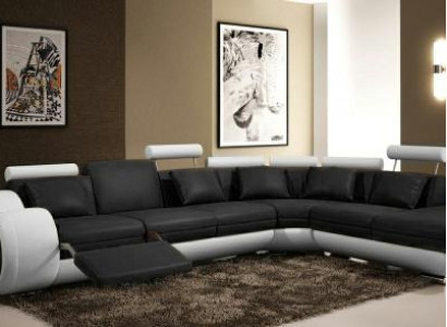 LEDERSOFA DESIGNER LEDERCOUCH ECKSOFA GARNITUR SOFA WOHNLANDSCHAFT NEU SCHWARZ