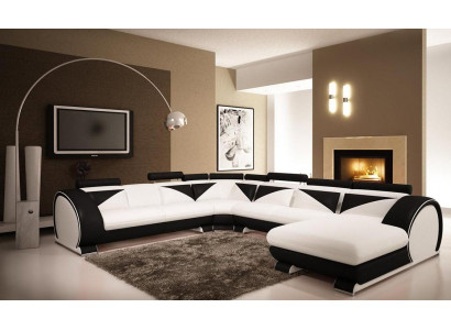 Ledersofa U Form mit USB Ecksofa Polster Sofa Leder Couch Sitz Eck Garnitur Ecke