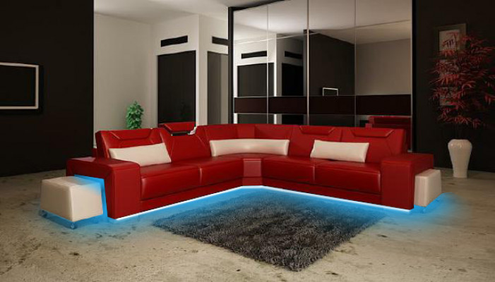 Wohnlandschaft Polster Ecke Eck Sofa Couch Garnitur Landschaft Leder Sitz PH739