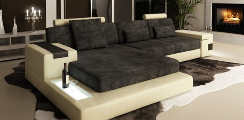 LForm Wohnlandschaft Couch Big XXL Sofa Leder Polster Ecke Garnitur Stoff Textil