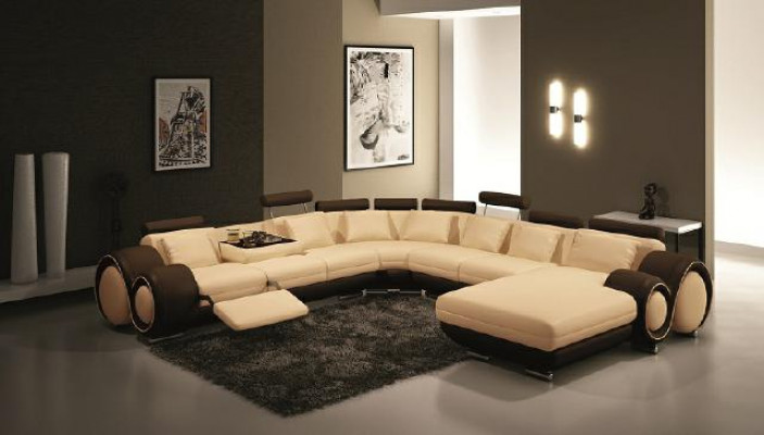Leder Sofa Mit USB Couch XXL Wohnlandschaft Ledercouch Big Sofa Ecksofa