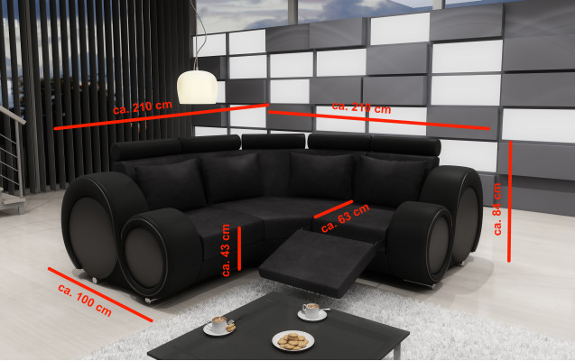 Ecksofa Sofa Couch Polster Wohnlandschaft Textil Eck Sofas Garnitur Stoff BER-X