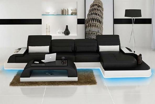 Wohnlandschaft Ecksofa Sofa Couch Ecksofa Polster Eck Garnitur Leder Couchen