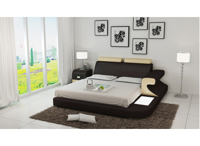Design Polster Doppel Bett Moderne Betten Schlafzimmer mit USB & Regal 180x200cm