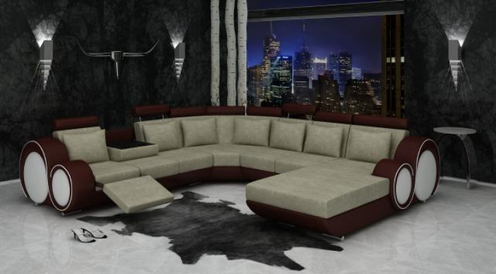 Textil Sofa Mit USB XXL Wohnlandschaft Stoff Couch Big Sofa Polster Ecksofa Neu