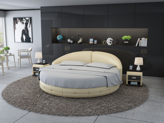 Design Rund Bett Polsterbett Luxusbett Doppelbett USB Betten Rundes