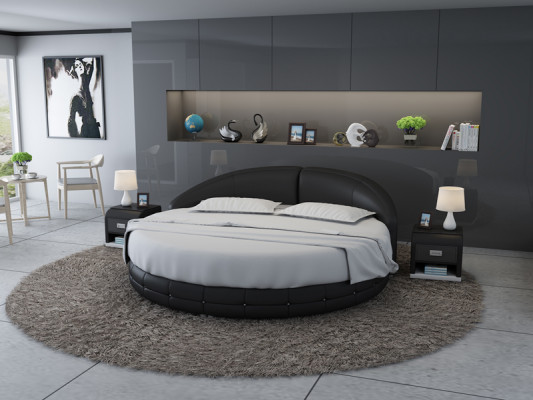 Design Rund Bett Polsterbett Luxusbett Doppelbett USB Betten Rundes