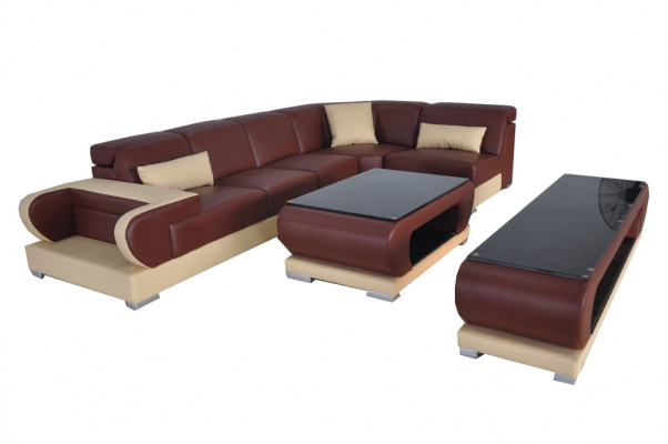 Leder Eck Sofa Couch Garnitur Sofas Couchen Polster Wohnlandschaft