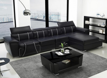 Ecksofa L-Form Sofa Couch Design Couch Polster Leder Modern Relax Automatik Neu
