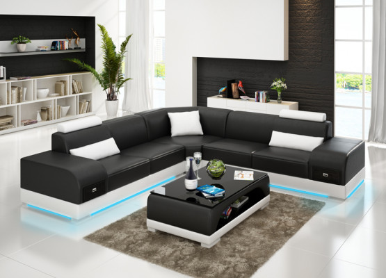 Ledersofa Couch Wohnlandschaft Ecksofa Eck Sofa Modern Design Garnitur