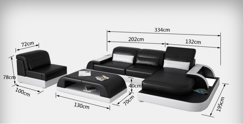 Ledersofa Couch Wohnlandschaft Ecksofa Eck Garnitur Design Modern Sofa L6012C