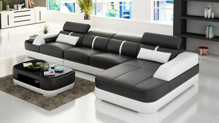Ledersofa Polster Sitz Eck Sofa Garnitur Wohnlandschaft Wohnzimmer