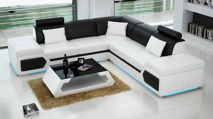 Ledersofa L-Form Couch Wohnlandschaft Dekor Ecksofa Modern Garnitur Design