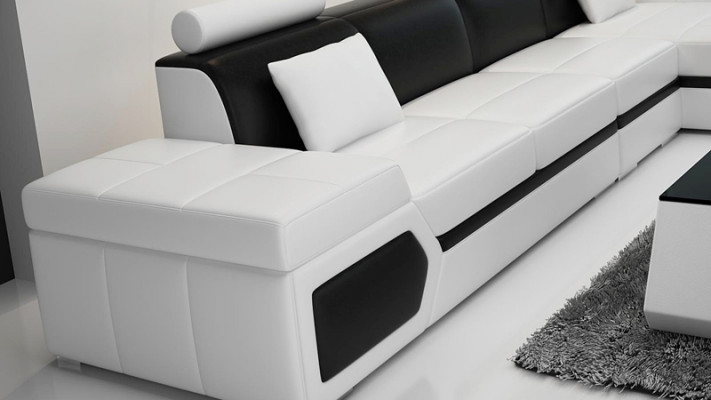 Ledersofa Modern Sofa Couch Wohnlandschaft Ecksofa Garnitur Dekor Design