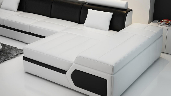 Ledersofa Modern Sofa Couch Wohnlandschaft Ecksofa Garnitur Dekor Design