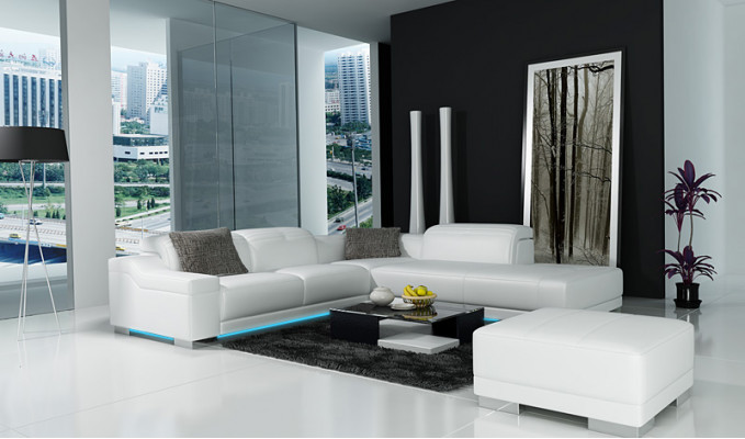 Ledersofa Sofa Couch Wohnlandschaft Ecksofa Eck Garnitur Design Modern L K5002C