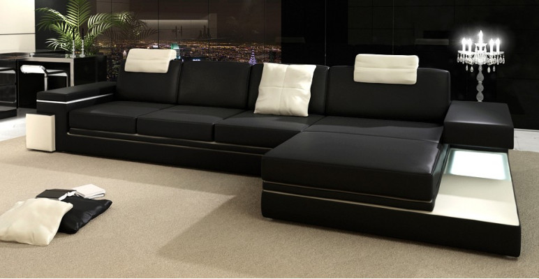 Ecksofa Garnitur Sofa Polster Couch Wohnlandschaft Sitz Eck Textil Leder