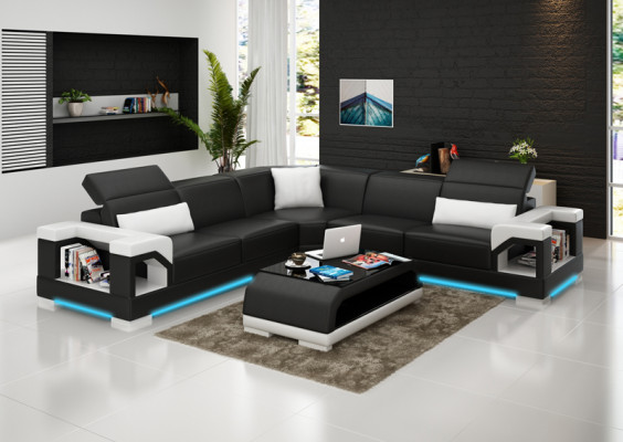 Ledersofa Sofa Couch Wohnlandschaft Modern Eck Ecksofa Garnitur Design