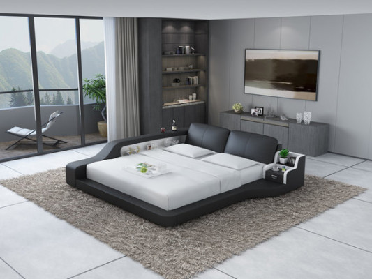 Doppel Luxus Design Leder Bett Polster Betten Moderne Hotel Multifunktion