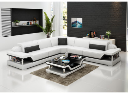 Ledersofa Couch Wohnlandschaft Ecksofa Eck Garnitur Design Modern Sofa G8004B