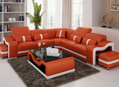 Ledersofa Couch Wohnlandschaft Ecksofa Sofa Eck Modern Design Garnitur