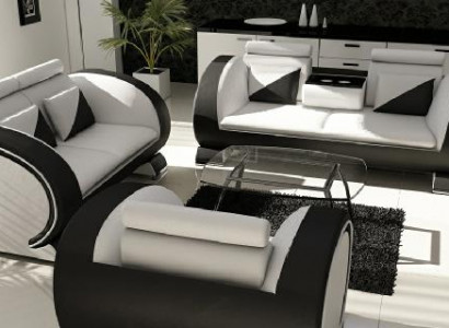 Sofagarnitur Ledersofa Sofa Couch Polster Leder Garnitur Couchen Sofas 3+2+1