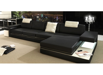 Design Ledersofa Sofa Couch Polster Wohnlandschaft Eck Dekor Garnitur Ecke