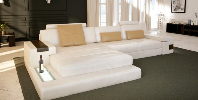 Ledersofa Sofa Couch Polster Eck Garnitur L Form Sitzecke Bellini Textil Stoff