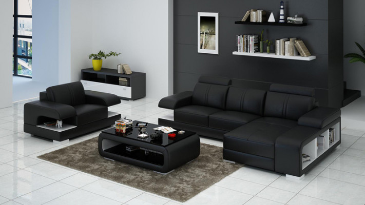 Ledersofa Couch Wohnlandschaft Ecksofa Sessel Garnitur Modern Sofa Neu G8028E