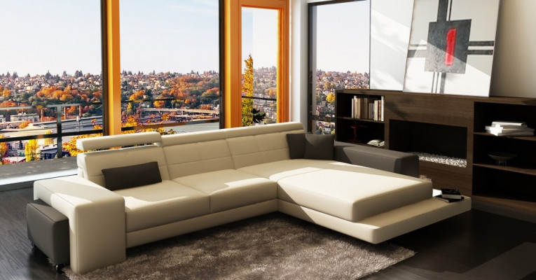 Ecksofa Polster Couch Sofa Wohnlandschaft Sitz Eck Garnitur Textil Leder