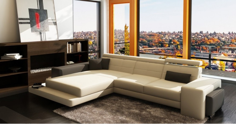 Ecksofa Polster Couch Sofa Wohnlandschaft Sitz Eck Garnitur Textil Leder