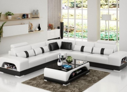 Ecksofa Garnitur Polster Couch Sofa Wohnlandschaft Sitz Eck Textil Leder