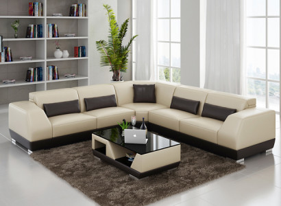 Ledersofa Couch Wohnlandschaft Sofa Ecksofa Eck Garnitur Modern Design