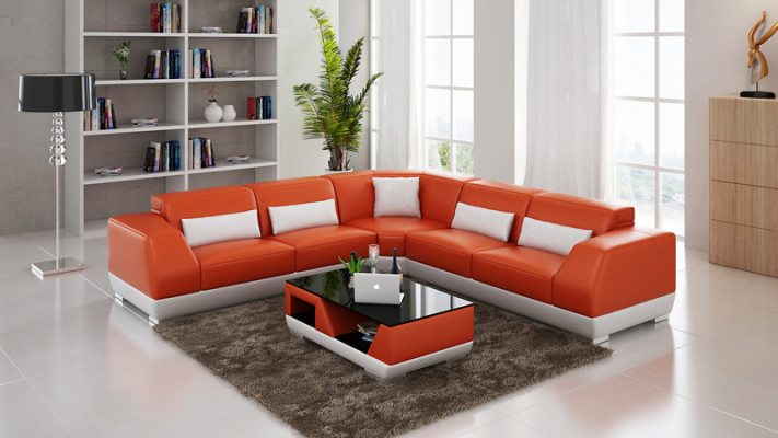 Ledersofa Couch Wohnlandschaft Sofa Ecksofa Eck Garnitur Modern Design