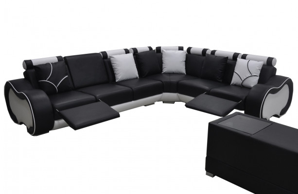 Ecke Leder Modern XXL Couch Wohnlandschaft Ledersofa Sofa L-Form C4030