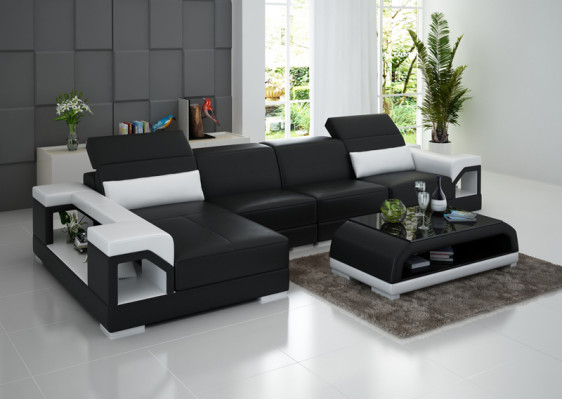 Ledersofa Modern Couch Wohnlandschaft Dekor Eck Ecksofa Design Garnitur