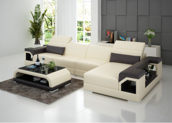 Ledersofa Modern Couch Wohnlandschaft Dekor Eck Ecksofa Design Garnitur