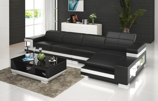 Sofa Ledersofa Couch Wohnlandschaft Eck Modern Ecksofa Design Garnitur