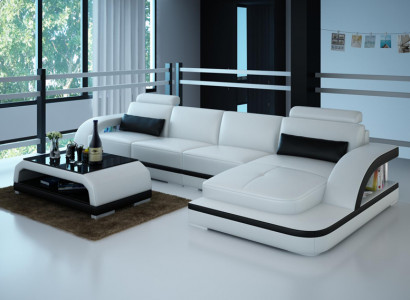 Ledersofa Couch Wohnlandschaft Ecksofa Eck Garnitur Design Modern Sofa G8011C