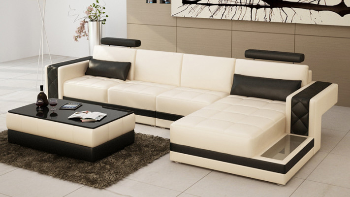 Ledersofa Couch Wohnlandschaft Ecksofa L-Form Garnitur Design Modern