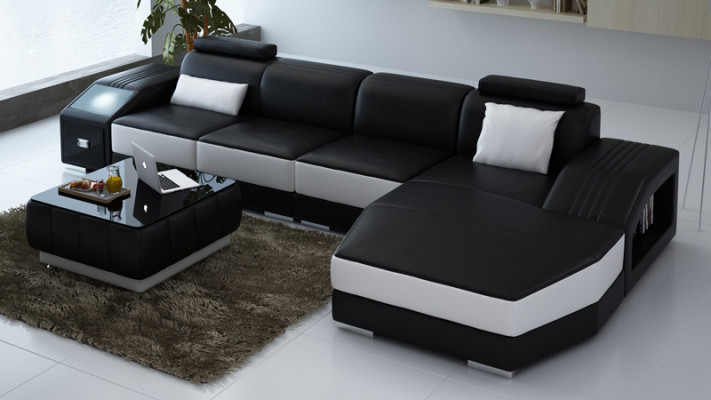 Modern Ledersofa Couch Wohnlandschaft Ecksofa Eck Garnitur Design Dekor