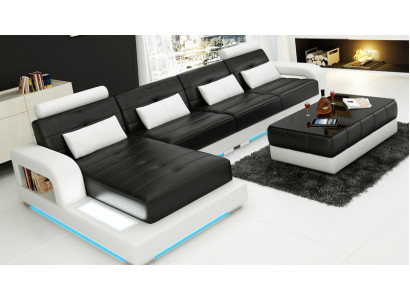 Ledersofa Couch Wohnlandschaft Ecksofa Eck Garnitur Design Modern Sofa L6008C