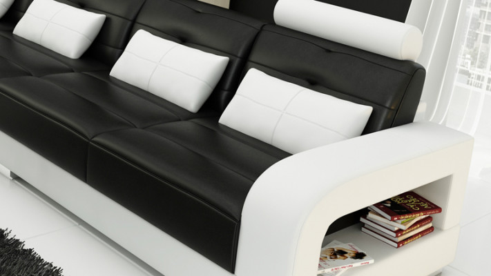 Ledersofa Couch Wohnlandschaft Ecksofa Eck Garnitur Design Modern Sofa L6008C