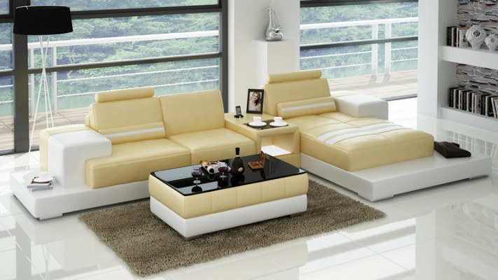 Ledersofa Couch Wohnlandschaft Ecksofa Eck Garnitur Design Modern Sofa L6004D