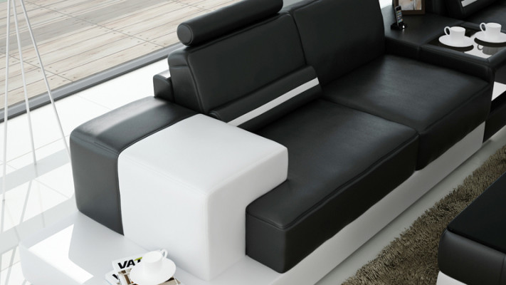 Ledersofa Couch Wohnlandschaft Ecksofa Eck Garnitur Design Modern Sofa L6004D