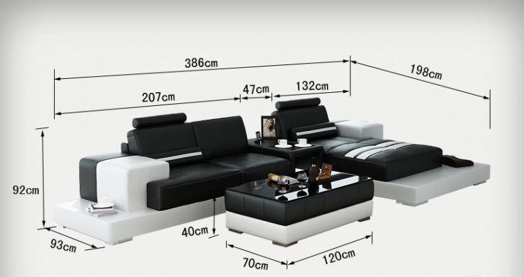 Ledersofa Couch Wohnlandschaft Ecksofa Eck Garnitur Design Modern Sofa L6004D