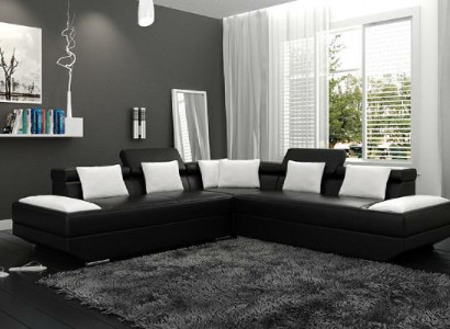 Wohnlandschaft Polster Ecke Eck Sofa Couch Garnitur Landschaft Leder Neu - 2719B