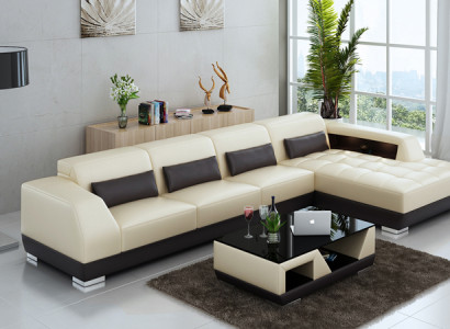 Ledersofa Couch Wohnlandschaft Ecksofa Eck Garnitur Design Modern Sofa G8024C