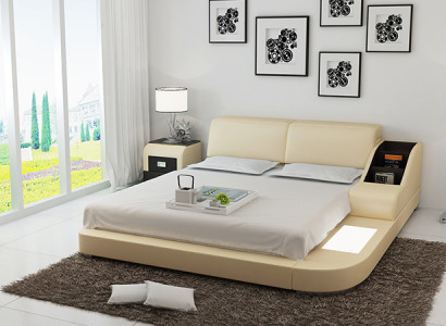 Polster Design Luxus Bett Betten Leder Schlafzimmer 140/160/180 LB8815